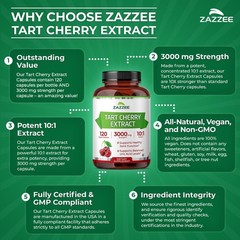 Tart Cherry 10:1 Extract, 3000 mg Strength, 120 Vegan Capsules, 4 Month Supply