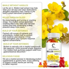 Mullein Leaf Extract Organic Lung Cleanse Gummies for Lung Health Natural Herbal