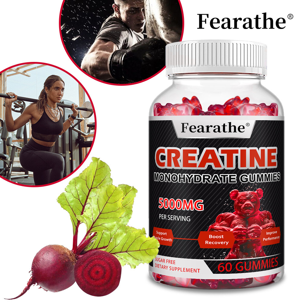 Sugar-Free Creatine Monohydrate 5000mg Gummies to Boost Gym Performance 60 Count