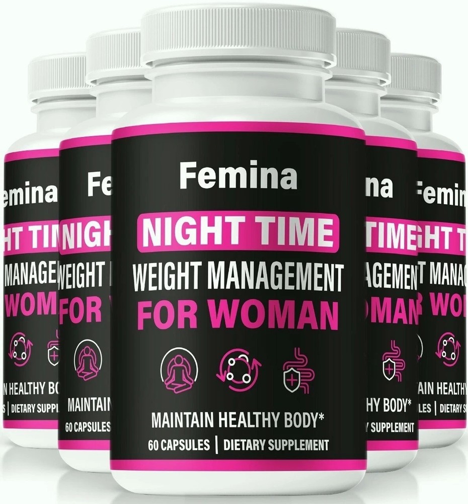 (5 Pack) Femina Night Time Capsules, Femina NightTime Formula Fat Burner 60ct