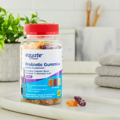 Equate 3-in-1 Daily Probiotic Dietary Supplement Gummies Fruit Flavors, 60 Count