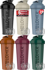 6 Pack 28 Oz Protein Shaker Bottle for Mixes – 6 Wire Whisk Balls | Leak Proof C