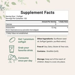 Astaxanthin 12mg with MCT Oil, 120 Softgels, 4 Month Supply | Premium Astaxanthi