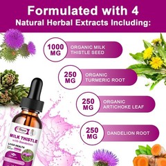 2x Milk Thistle Liver Support Drops Liquid 1000mg Herbal Supplement 30ml