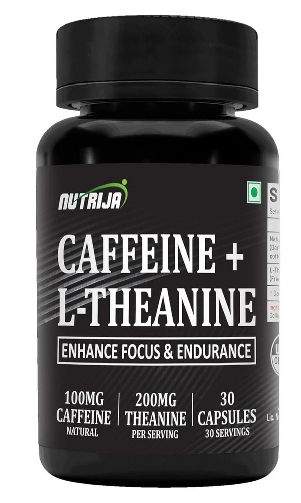 NutriJa Natural Caffeine 100MG Plus L-Theanine 200MG – 30 capsules
