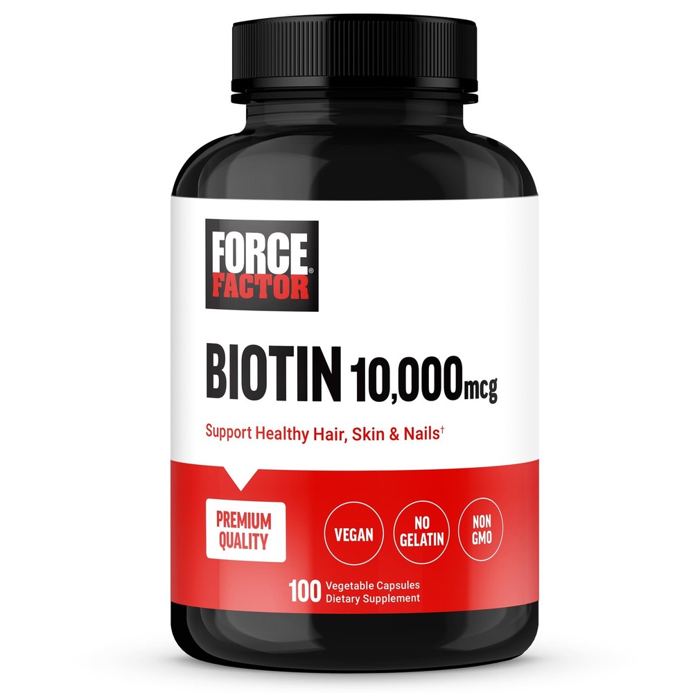 Force Factor Biotin 10000mcg, Supplement 100 Count (Pack of 1),