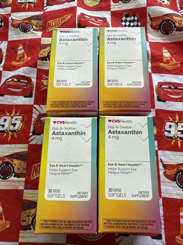 4X CVS Astaxanthin 4mg Eye, Heart, Antioxidant 30 Mini Softgels Ea EXP 08/2026