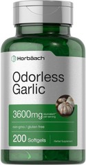 Horbäach Odorless Garlic Softgels 3600 mg | 200 Count | Ultra Potent Garlic