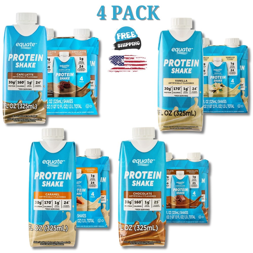 Equate High Performance Protein Shake, All Flavors Variety Pack, 11 fl oz, 18 Ct