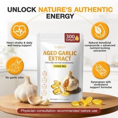 Aged Garlic Extract 300 Count – Non-GMO Softgels for Heart Health & Daily Wellne