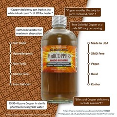 MediCOPPER® + Blood Booster True Colloidal Copper CuNP Nutrient: 500 mL in Plast