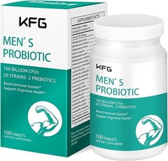 Probiotics Supplement 100 Billion CFU 20 Strains, 2 Prebiotics for Men Digestive