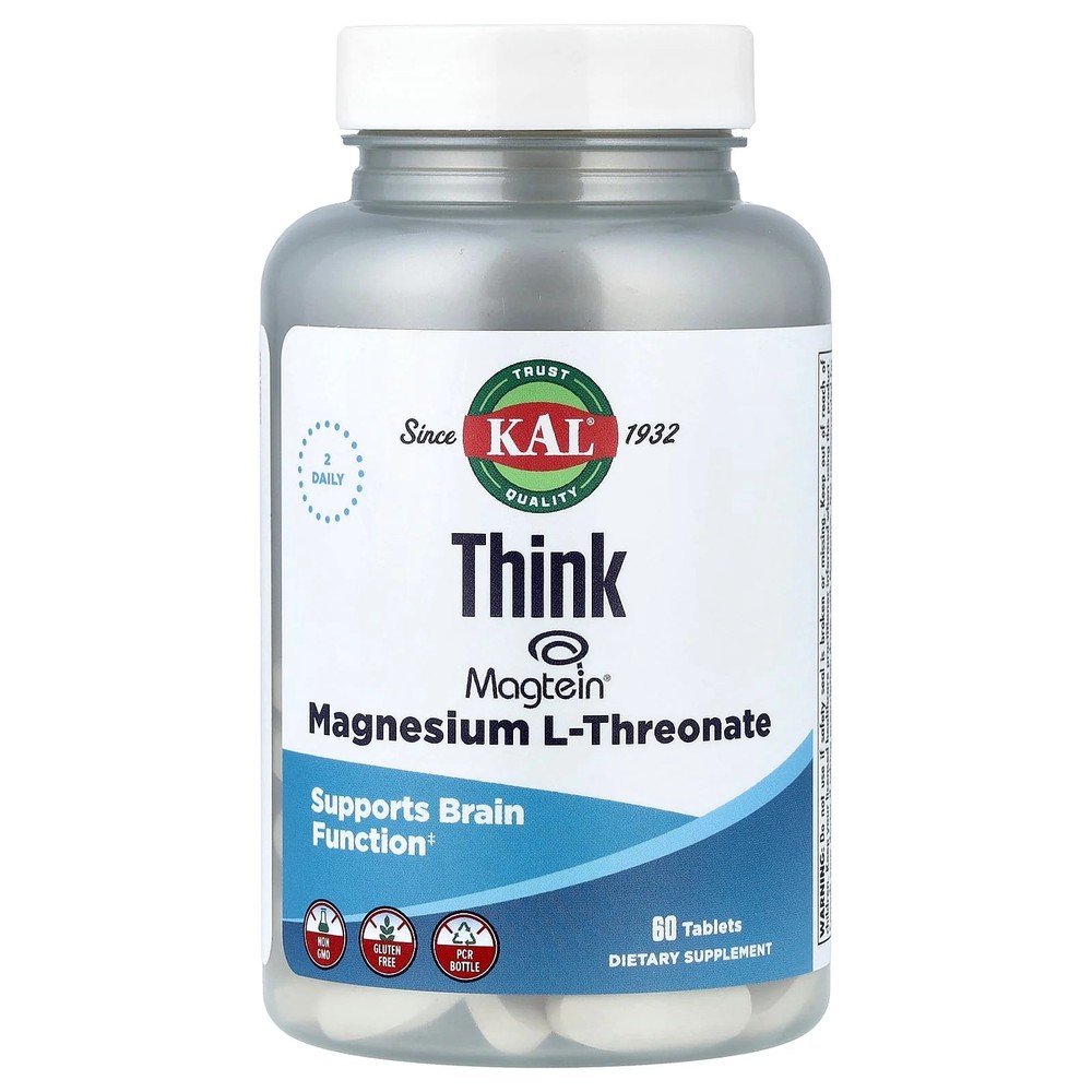 2 X KAL, Think, Magnesium L-Threonate, 60 Tablets (72 mg per Tablet)