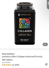 youtheory Mens Collagen Advanced Formula, 390 Tablets – Fresh! – Free Shipping!