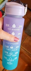 Motivational Drinking Water Bottle with 30.4 Ounces, Purple and Blue Gradient