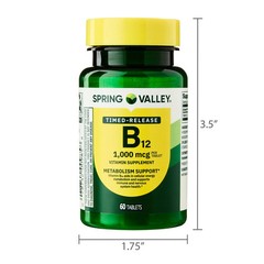 Spring Valley Sublingual Vitamin B12 1000 Mcg Microlozenges – 60 Count