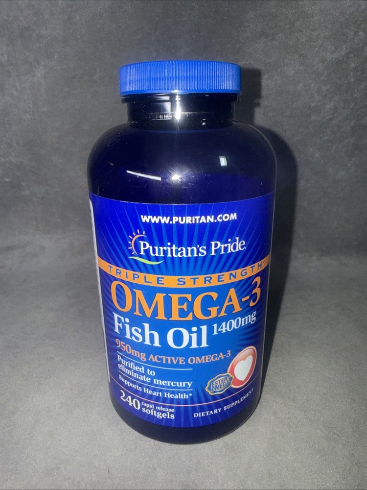 Puritan’s Pride Triple Strength Omega-3 Fish Oil 1400mg, Omega-3 240Ct New