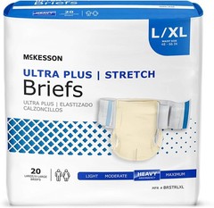 McKesson Ultra Plus Stretch Briefs, [80 Count], L/XL, 48-66 in. Incontinence A