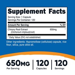 Nutricost Chicory Root 650mg Per Capsule – 120 Vegetarian Capsules, Non-GMO