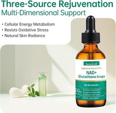 Fast-Absorbing Liposomal NAD+ & Glutathione Drops for Healthy Aging – 2.04 Fl Oz
