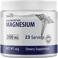 Magnesium Powder – 23 Servings – 2000mg Per Serving – Tasteless, High Absorption