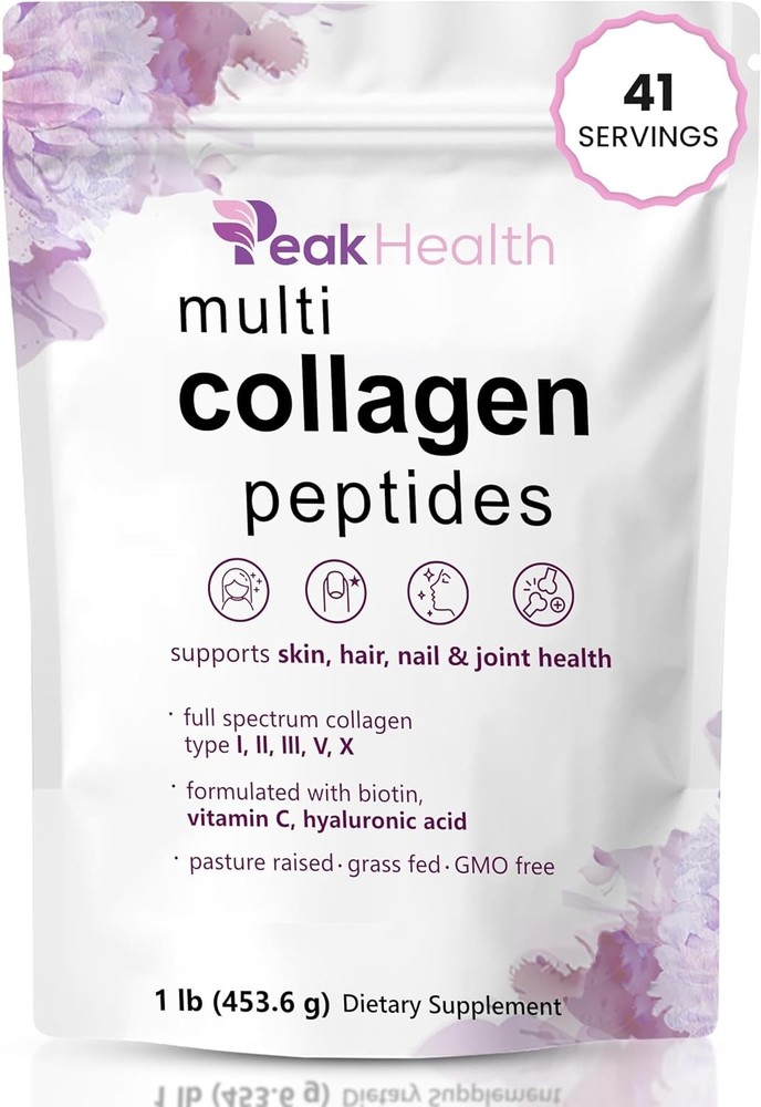 Multi Collagen Peptides Powder, 1 Pounds collagen powder- Type I,II,III,V,X with