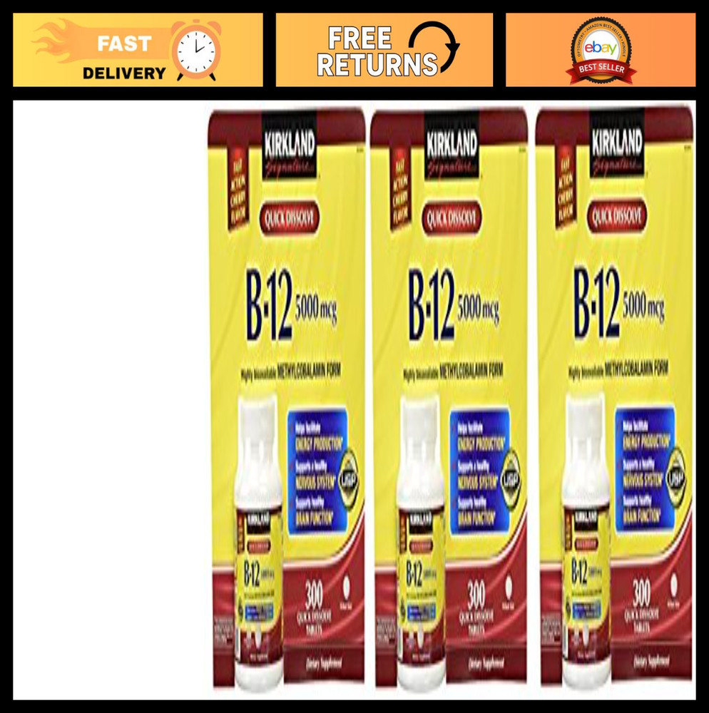 Sublingual B-12 5,000 mcg – 300 Tablets (3 Pack) – Energy Support & Immune Boost