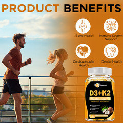 Vitamin D3 + K2 5000iu Plant-Based D3 + 200mcg Vitamin K2 as MK-7 – 120 Softgels