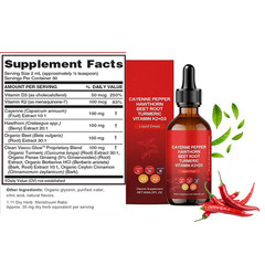60ML Cayenne Pepper Hawthorn Beet Root Turmeric Vitamin K2+D3 Liquid Drops Top