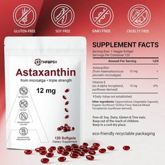 Astaxanthin 12mg 120 Softgels, 4 Month Supply,Triple Strength,Non-GMO,Eye Health
