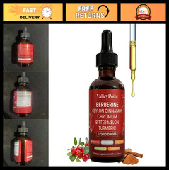 Berberine Ceylon Cinnamon Drops – Non-GMO Vegan Liquid Supplement 60ml