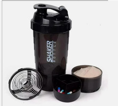 3 Layers Shaker Protein Bottle Powder Shake Cup Large Capacity Water Bottle Mixi