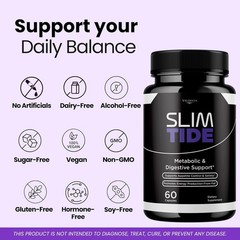 SlimTide Weight Loss Support Supplement Capsules Metabolism Fat Burn 1 Pack 60Ct