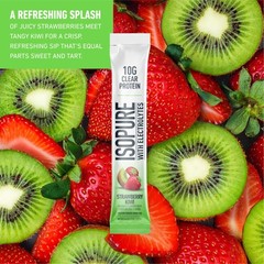 Isopure Clear Protein Powder Electrolytes, Strawberry Kiwi Stick Pack, 6 Count