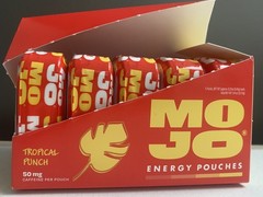 NEW MOJO Energy Boost, Tropical Punch Flavor, 50 mg/Caffeine Pouch, 75 Pouches