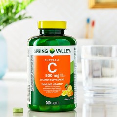 Spring Valley Vitamin C Chewable Tablets Dietary Supplement, 500 mg, 200 Count