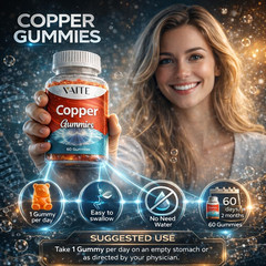 VAITE Copper Supplement Gummies 10 mg Amino Acid Chelate – Trace Mineral that Pl