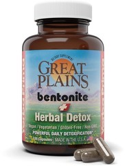 Yerba Prima Bentonite Clay Plus Herbal Detox, 100 Veg Capsules – Food Grade C…