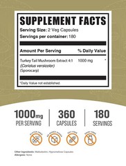 BulkSupplements Turkey Tail Mushroom Extract 120 Capsules – 1g Per Serving