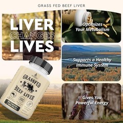 Grass Fed Beef Liver Supplements Endurance Strong Bones Vibrant Skin 180 Caps US