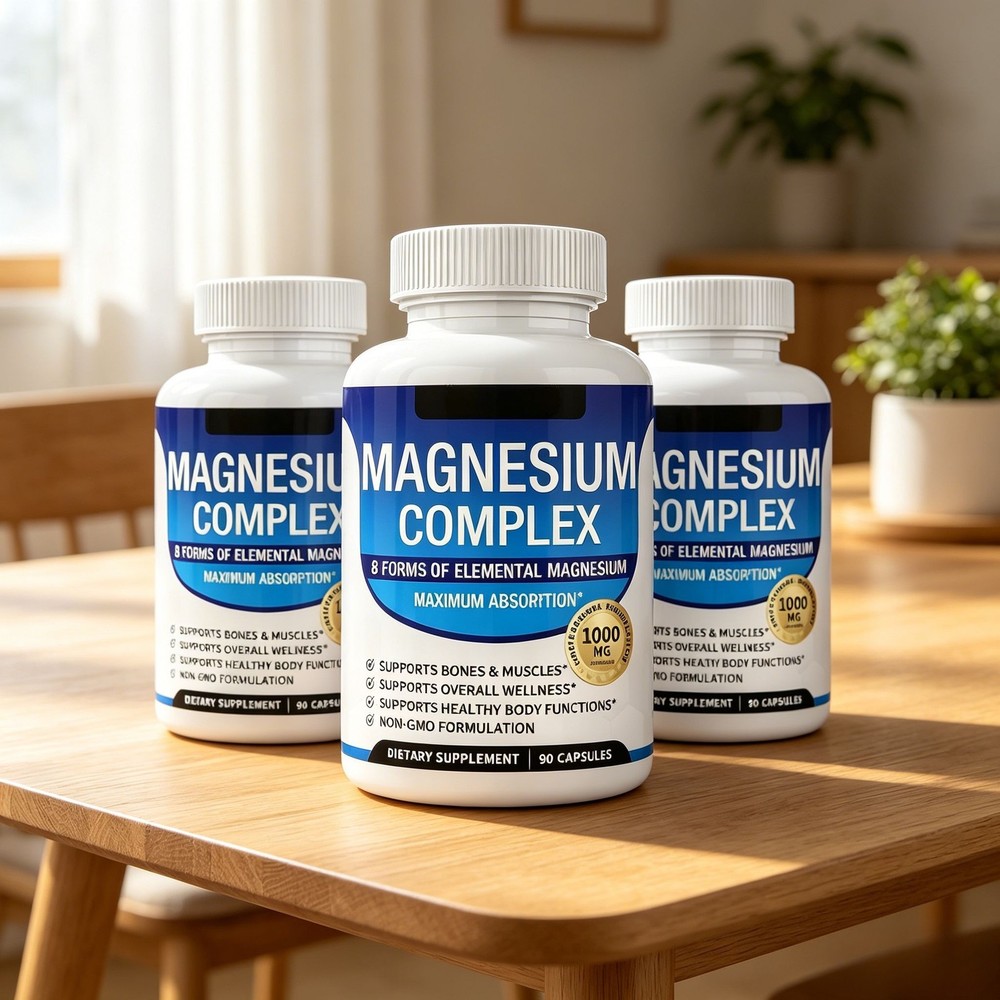 3Pack Toplux Magnesium Nutrition Complex 1000mg Supports 8 Elemental Magnesium