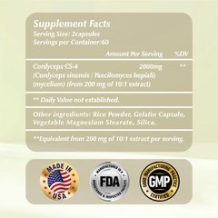 Cordyceps Capsules 2000mg – Immune & Energy Boosting Supplement, Metabolism