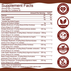 Mushroom Extract Complex Gummies Lions Mane Chaga Reishi Focus Memory Immunity