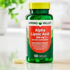 2 Pack Spring Valley Alpha Lipoic Acid 200 mg Capsules, 100 Count