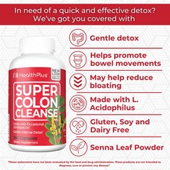 Health Plus Super Colon Cleanse Constipation Relief Capsules 240 Ct Pack of 2