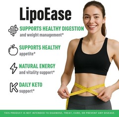 LipoEase Weight Loss Fat Burner Supplement Capsules Metabolism 1 Pack 60Ct
