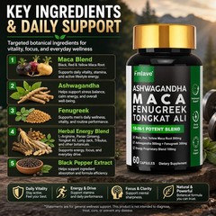 3 pack Maca Panax Ginseng TongkatAli Extract Strong Natural Testosterone Booster