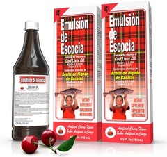 Cod Liver Oil Liquid, Cherry, Fish Liquid with 6.5 Fl Oz (Pack of 2)
