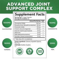 Glucosamine Chondroitin 2100mg – Turmeric, MSM – Triple Strength Joint Support