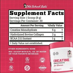 Creatine Monohydrate 5000mg Designed for Women 2g Collagen & 1g BCAA – 240g (30